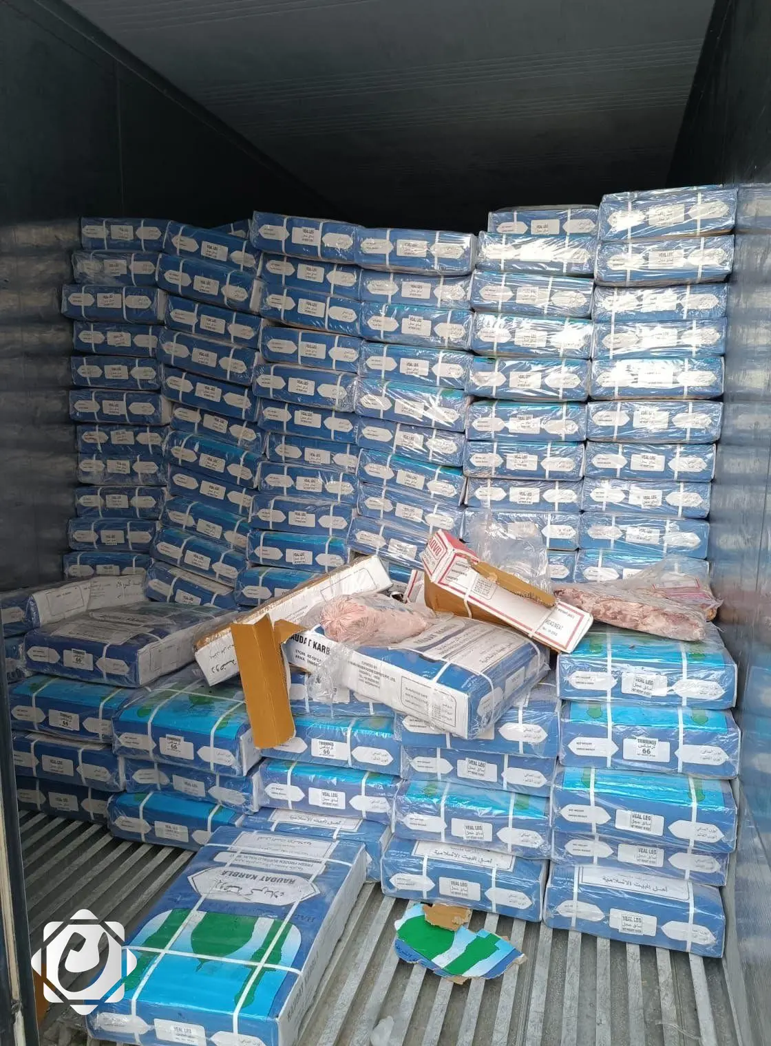 ضبط 10 حاويات لحوم مجمدة مخالفة في ميناء أم قصر