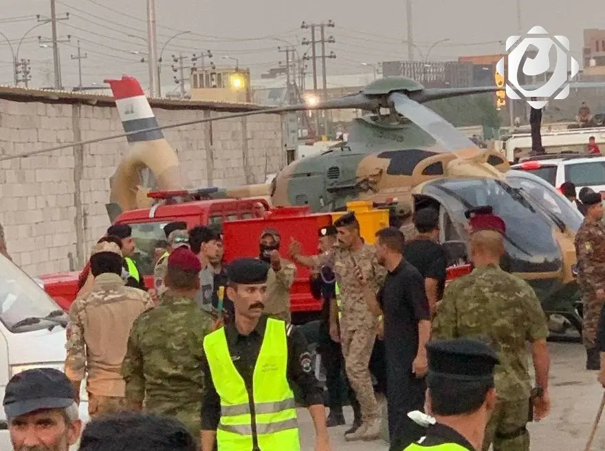 هبوط اضطراري لطائرة مروحية في كربلاء المقدسة بسبب خلل فني دون إصابات