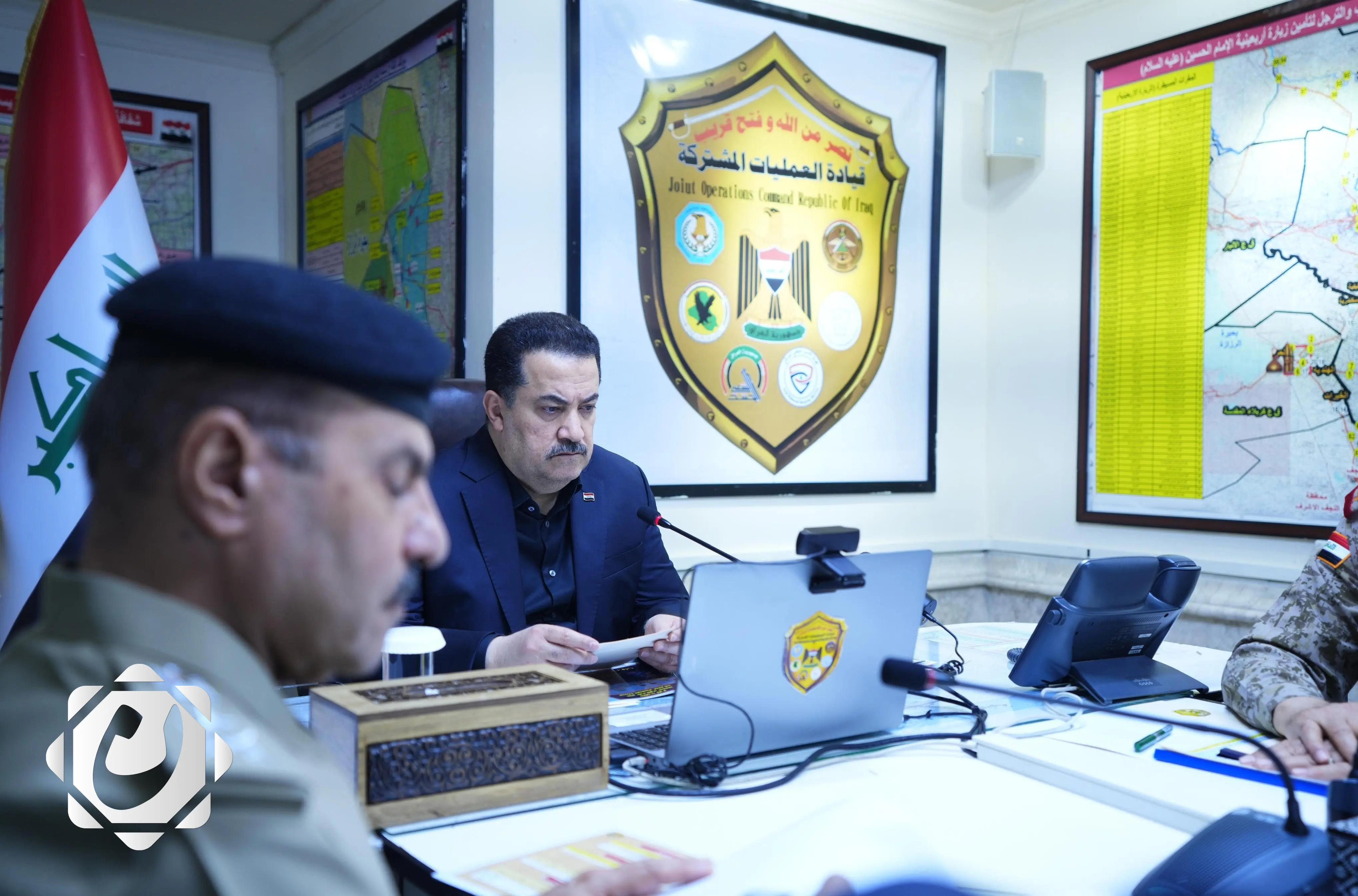 رئيس الوزراء يتفقد مقر قيادة العمليات المشتركة لمتابعة استعدادات الزيارة الأربعينية