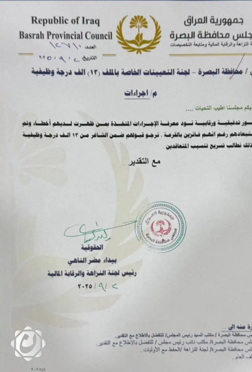 دعوة لضمان العدالة في التوظيف بالبصرة