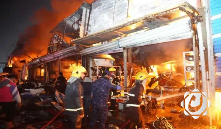 الدفاع المدني يسيطر على حريق كبير في منطقة الطالبية ببغداد